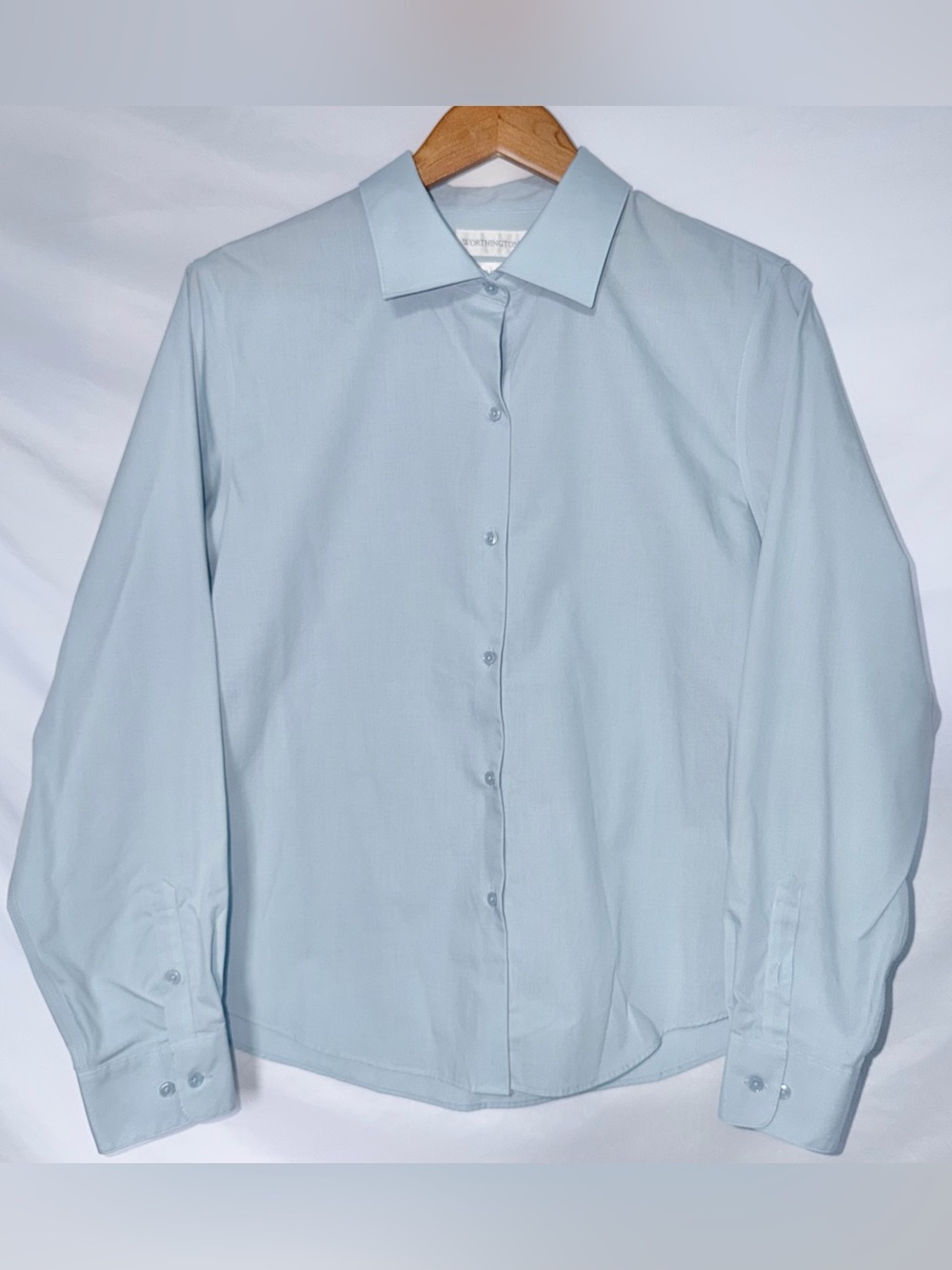 New Vintage Style Worthington Baby Blue Y2K Long Sleeve Large Formal Dress Shirt